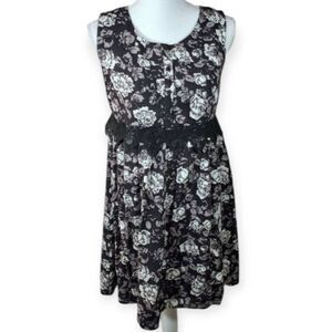 DOE & RAE BLACK, GRAY & WHITE FLORAL DRESS SZ.L NWT.